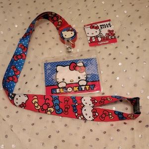 Hello Kitty Lanyard with Retracting Cardholder Badge holder